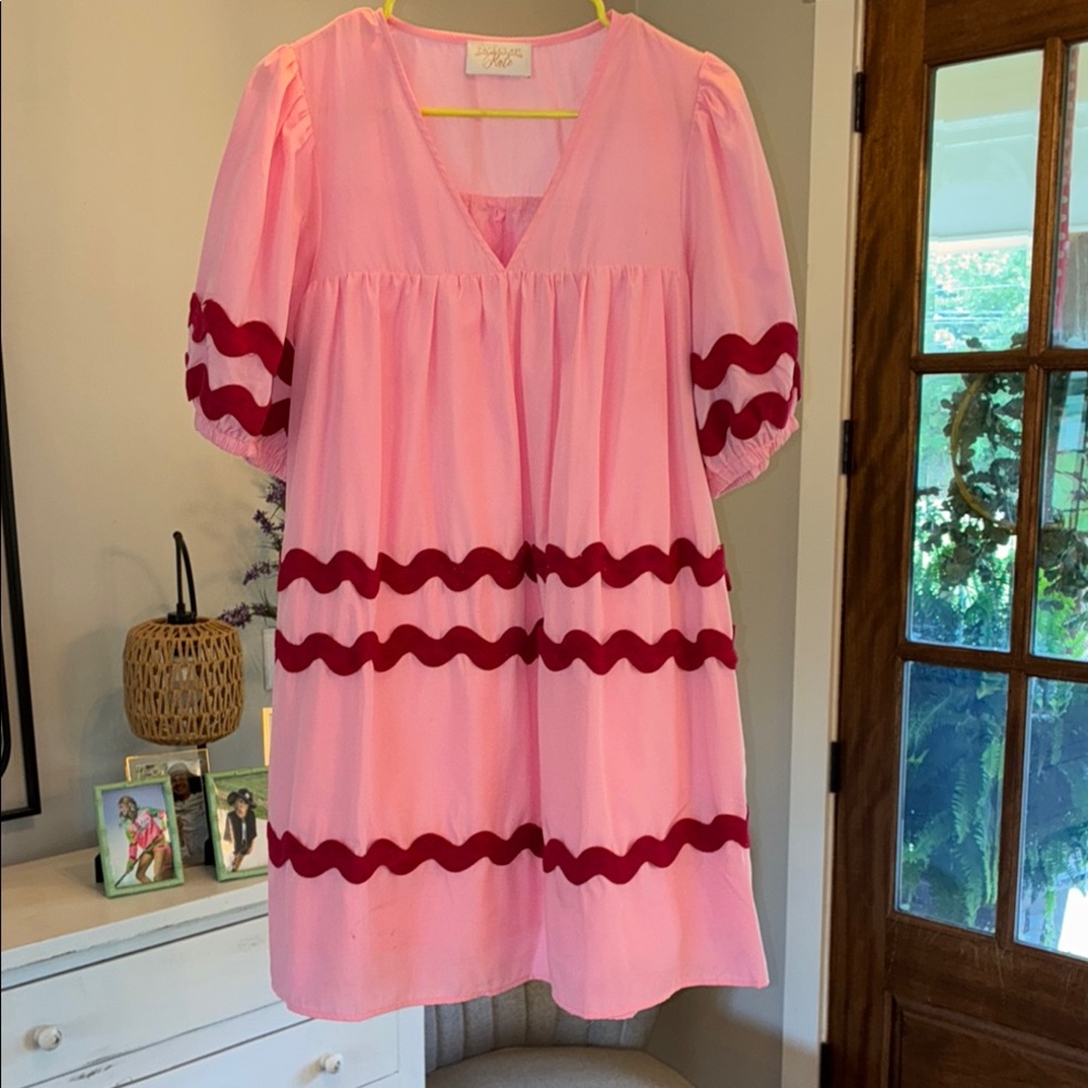 TALULAH Kate Pink Dress with Red Accents